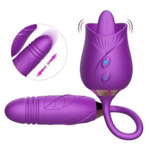 Colorful Two-in-one Self-reflexing Vibrating Tongue Licking Toy Adult - Purple 1