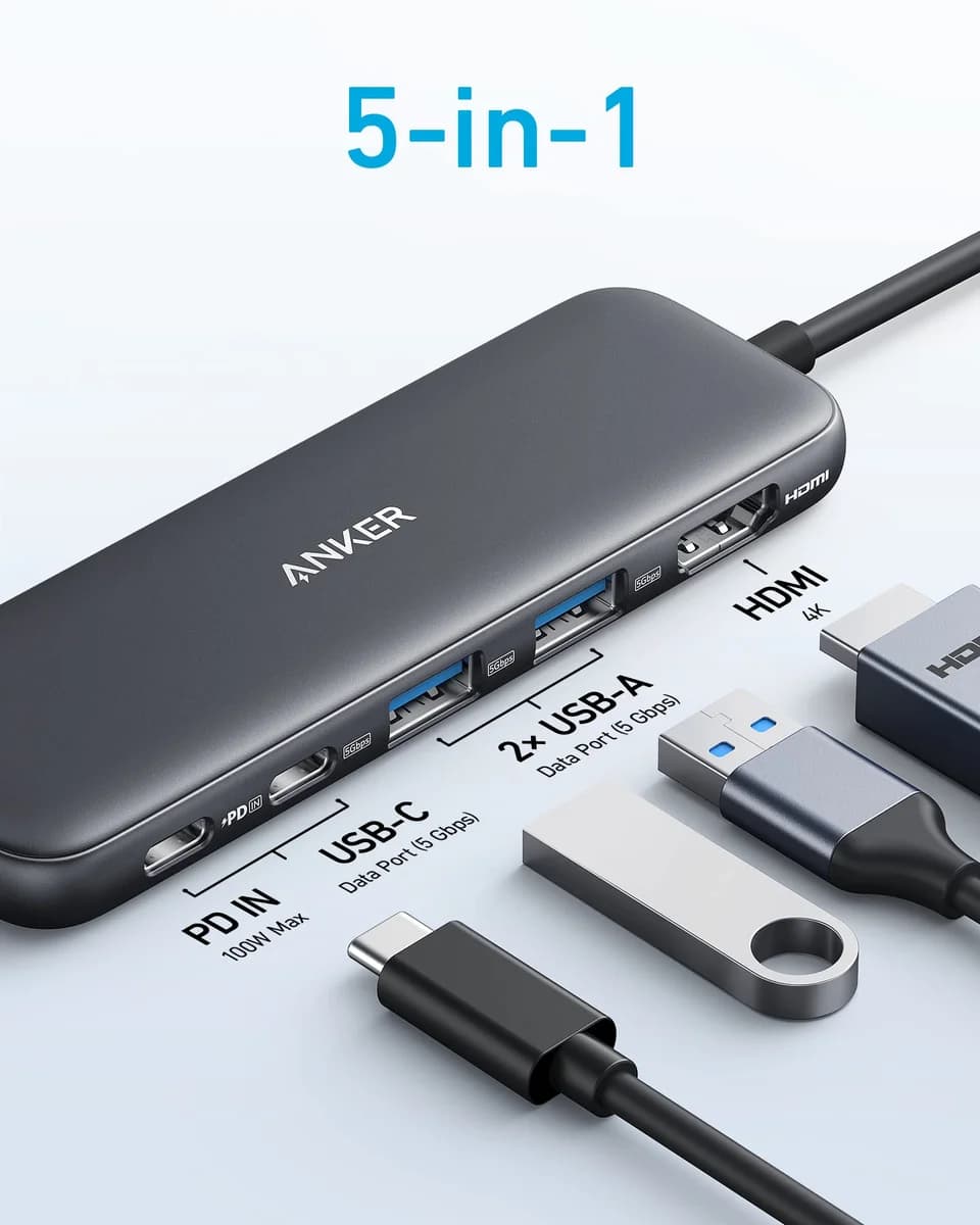 Anker USB C Hub, 5-in-1 USBC to HDMI Splitter with 4K Display 2